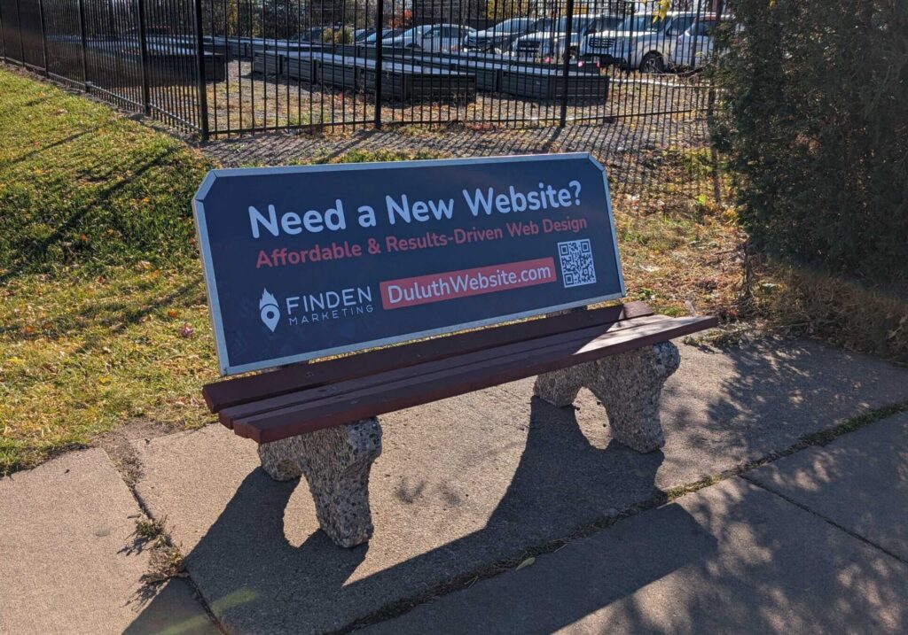 Bus bench of a Duluth marketing agency in Duluth